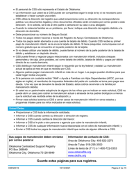 Formulario 03EN001S (CSED-1-SV) Servicios Y Responsabilidades De La Manutencion Infantil - Oklahoma (Spanish), Page 2