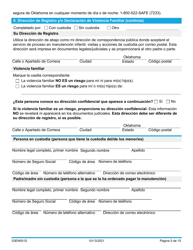 Formulario 03EN001S (CSED-1-SV) Servicios Y Responsabilidades De La Manutencion Infantil - Oklahoma (Spanish), Page 5