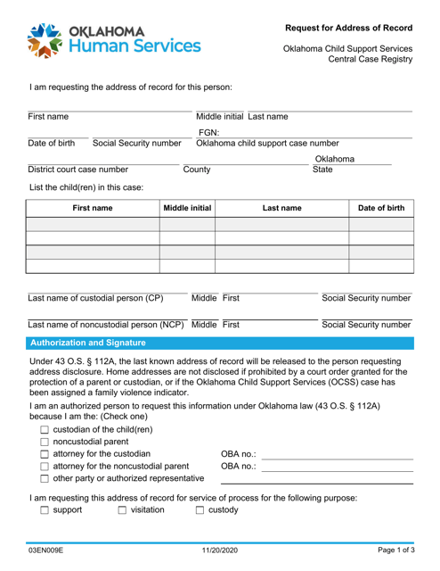 Form 03EN009E (CSED-9)  Printable Pdf