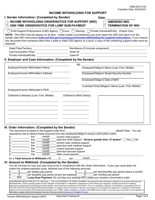 Form 03EN100E Income Witholding for Support - Oklahoma