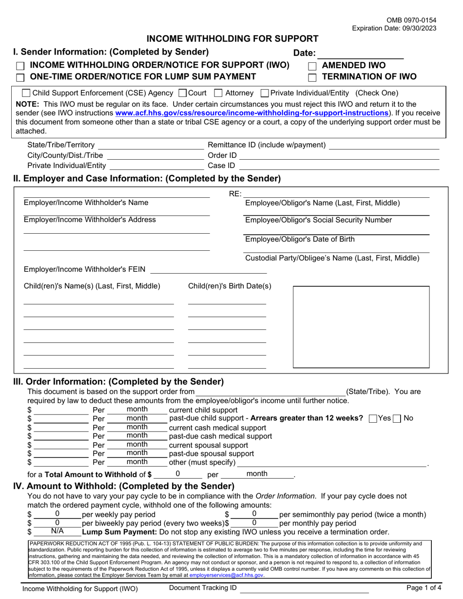 Form 03EN100E Income Witholding for Support - Oklahoma, Page 1
