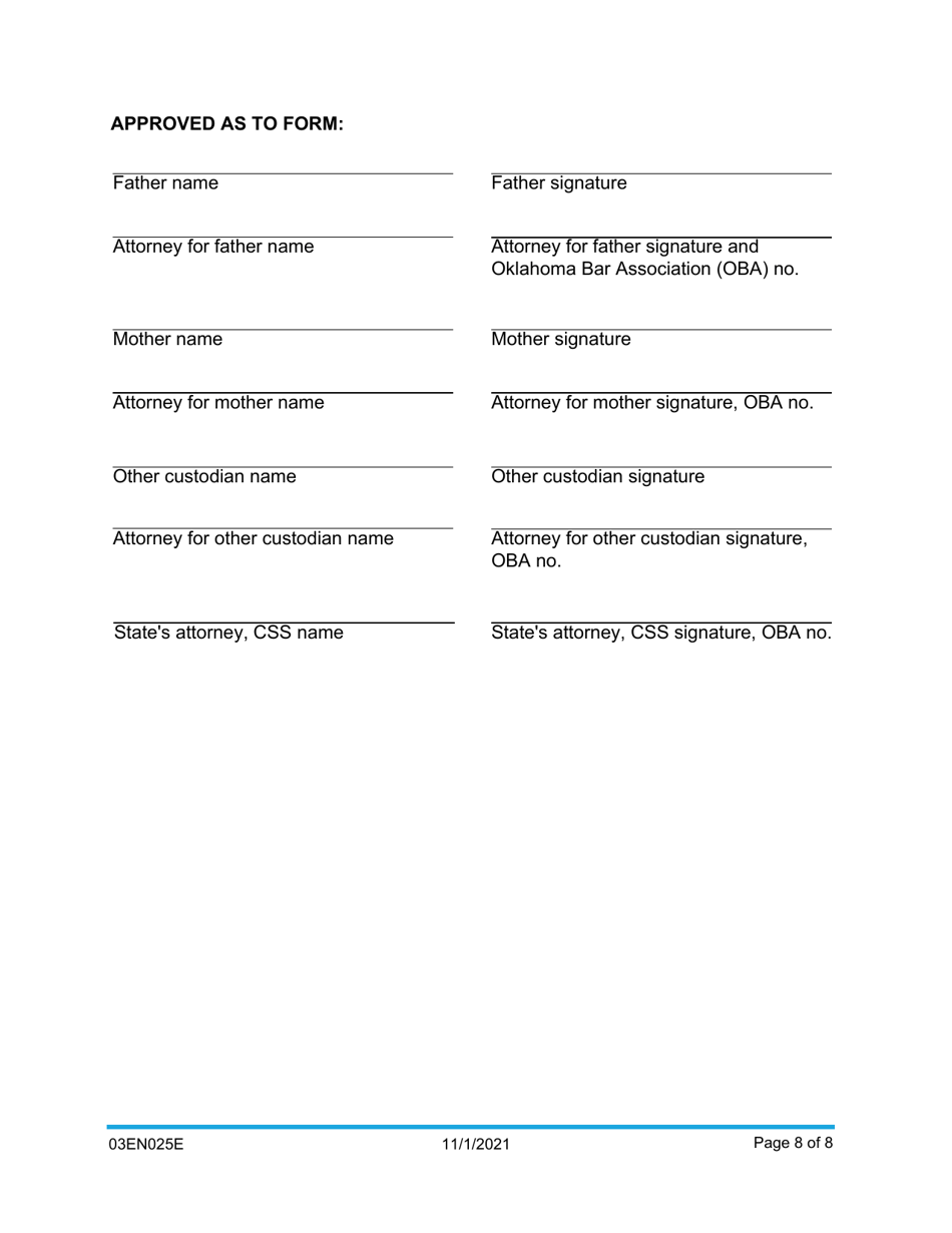 Form 03EN025E Child Support Computation - Oklahoma, Page 8