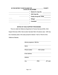 Form 03ES006E Notice of Child Support Proceeding - Oklahoma