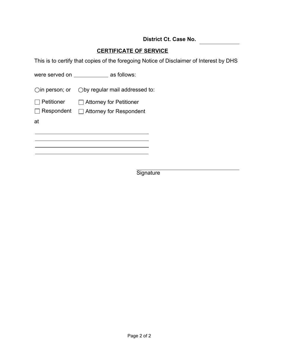 Form 03ES007E Notice of Disclaimer of Interest by Oklahoma Department of Human Services (DHS) - Oklahoma, Page 2