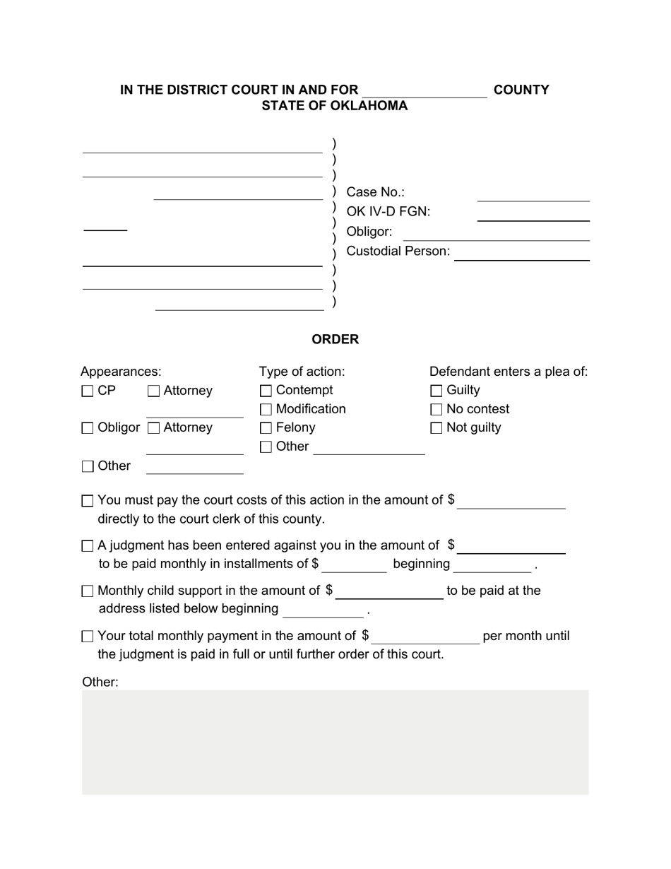 Form 03GN007E Order - Oklahoma, Page 1
