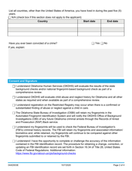 Form 04AD003E (ADM-130) Request for Background Check - Oklahoma, Page 2