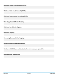 Form 04AF007E Records Check Documentation - Oklahoma, Page 2