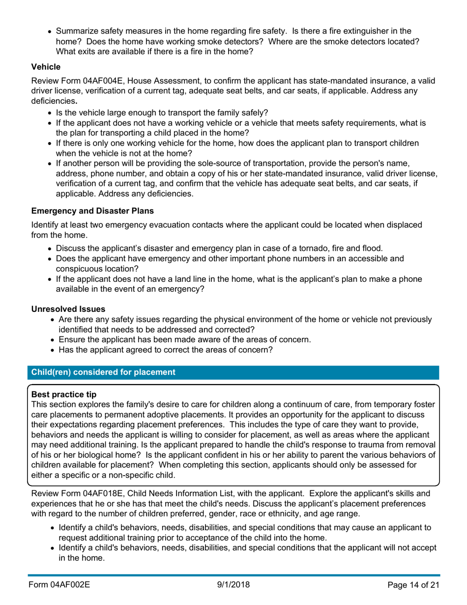 Instructions for Form 04AF003E Resource Family Assessment - Oklahoma, Page 14