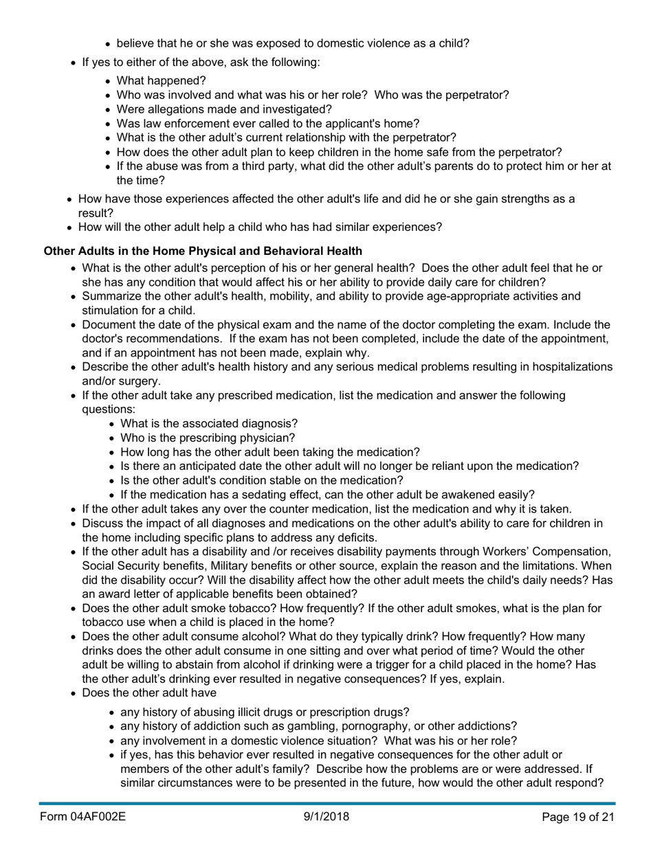 Instructions for Form 04AF003E Resource Family Assessment - Oklahoma, Page 19