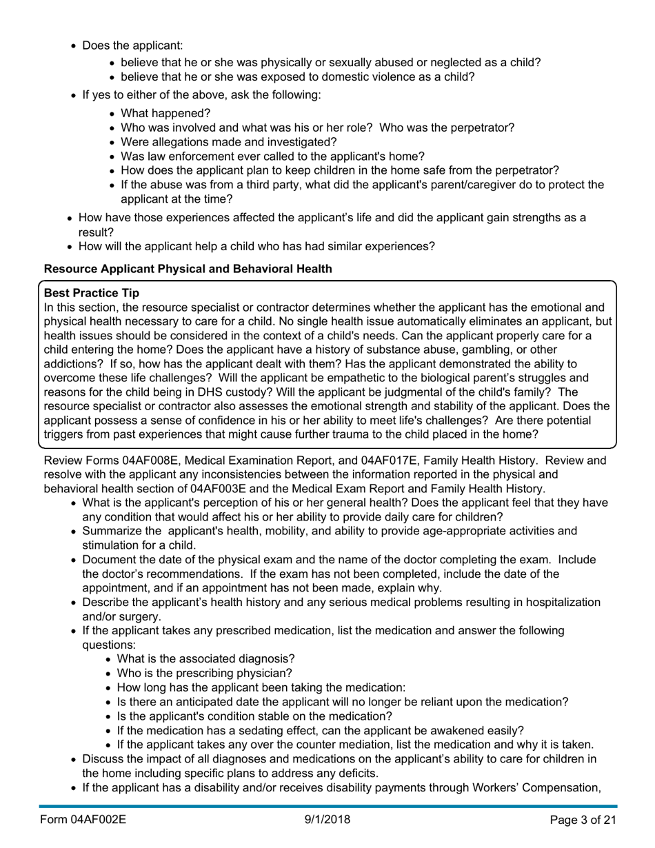 Instructions for Form 04AF003E Resource Family Assessment - Oklahoma, Page 3