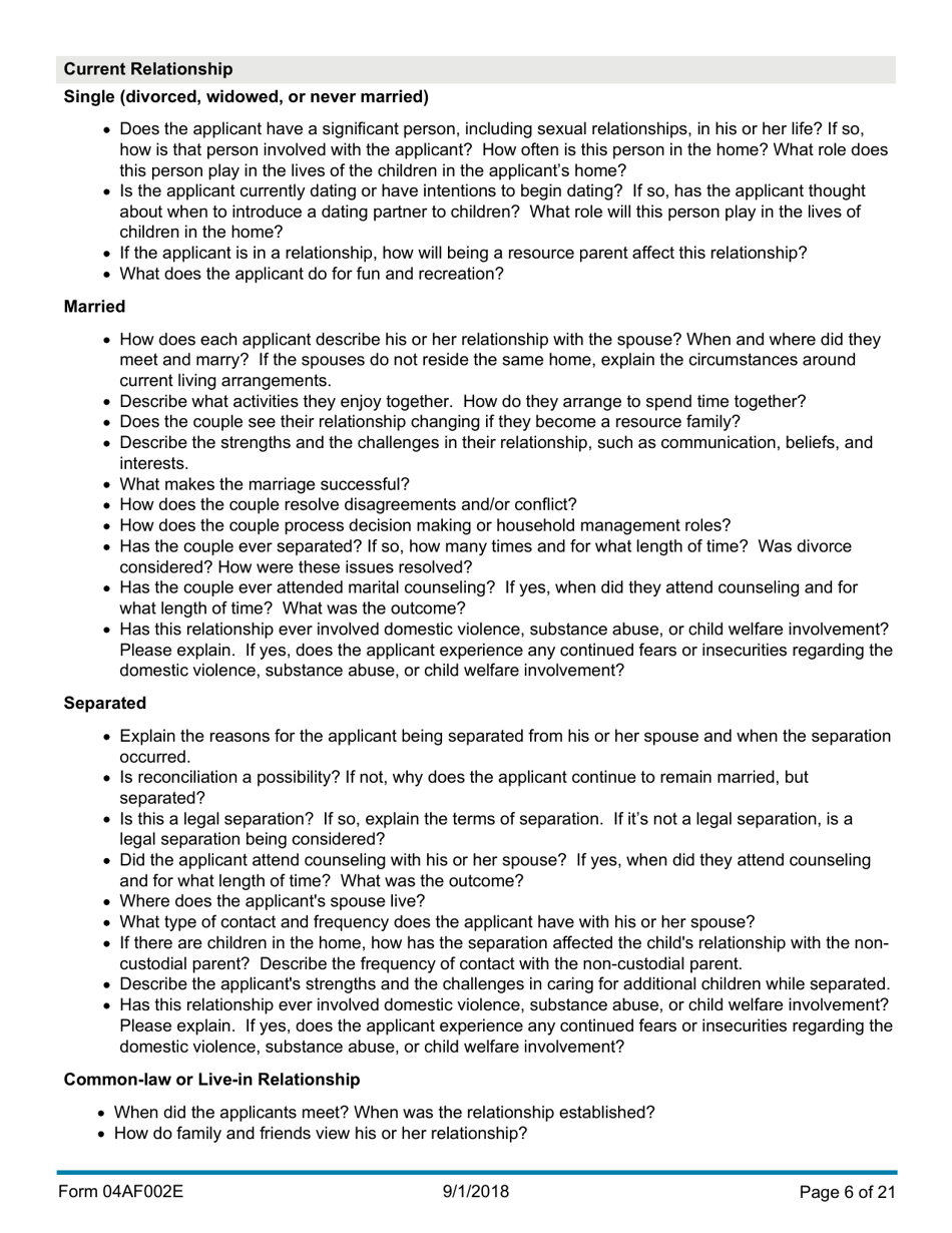 Instructions for Form 04AF003E Resource Family Assessment - Oklahoma, Page 6