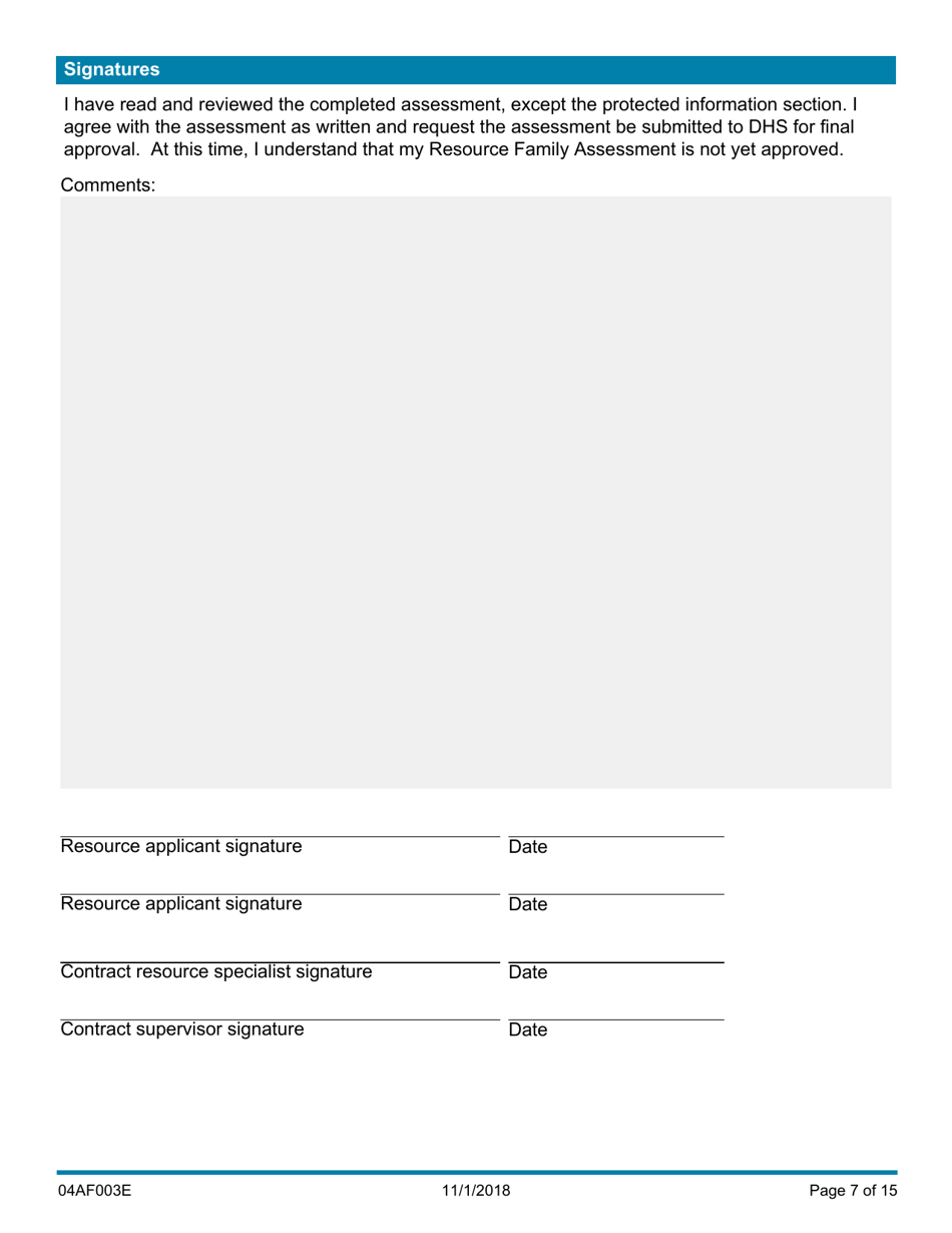 Form 04AF003E Resource Family Assessment - Oklahoma, Page 7