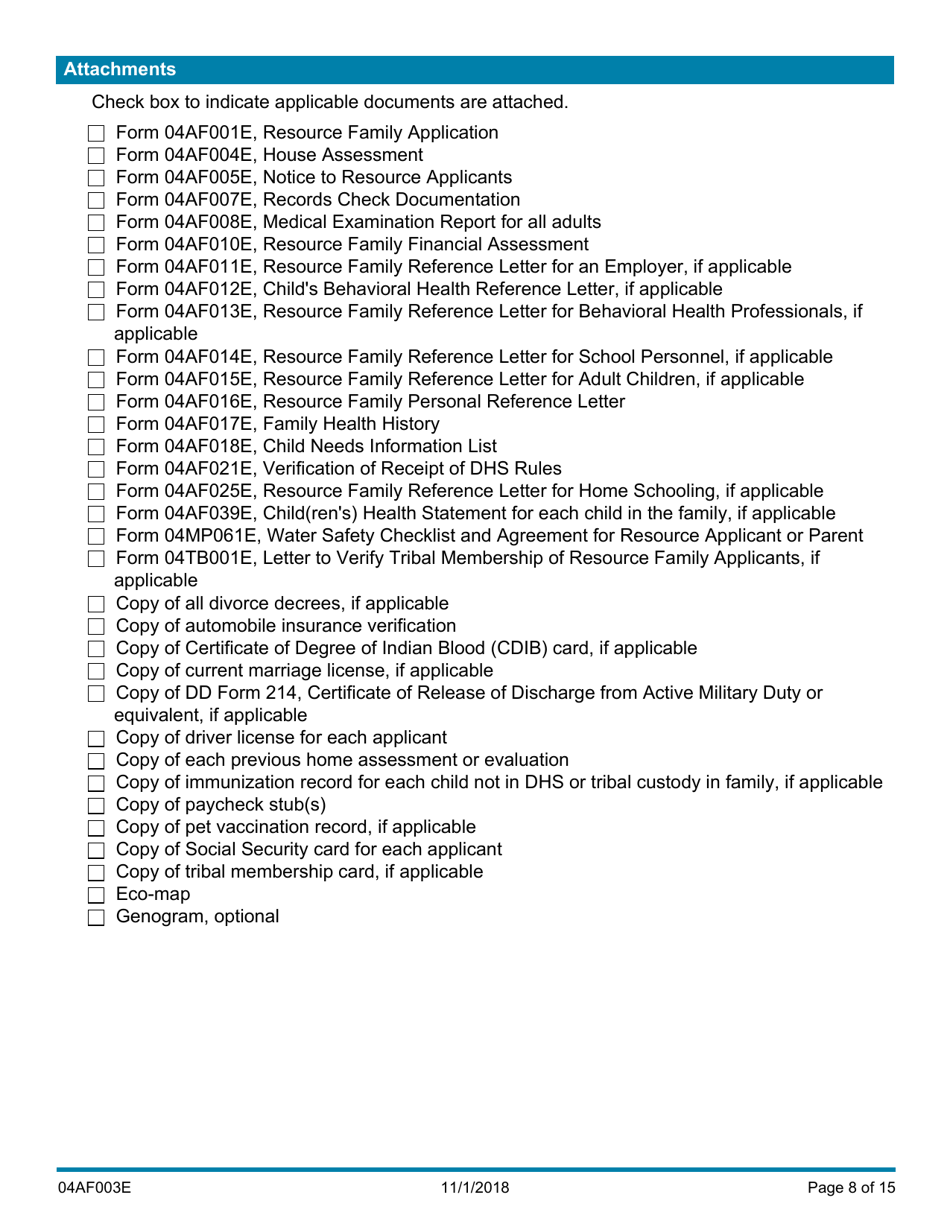 Form 04AF003E Resource Family Assessment - Oklahoma, Page 8