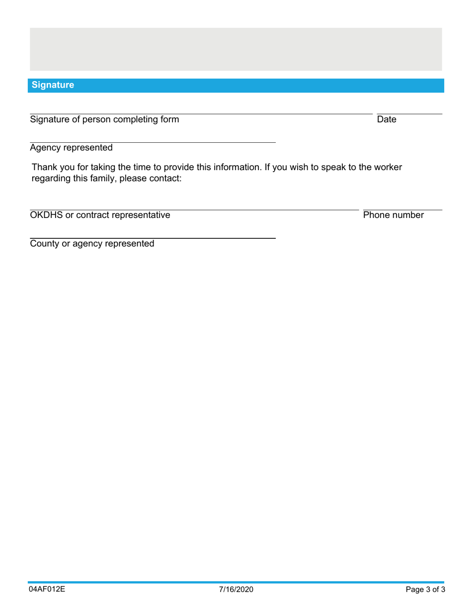 Form 04AF012E Childs Behavioral Health Reference Letter - Oklahoma, Page 3