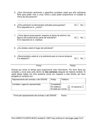 Formulario 04AF011S (DCFS-48-SV) Carta De Recomendacion Para La Familia De Recurso Para Un Empleador - Oklahoma (Spanish), Page 2