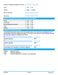 Form 04AF018E Child Needs Information List - Oklahoma (English/Spanish), Page 5