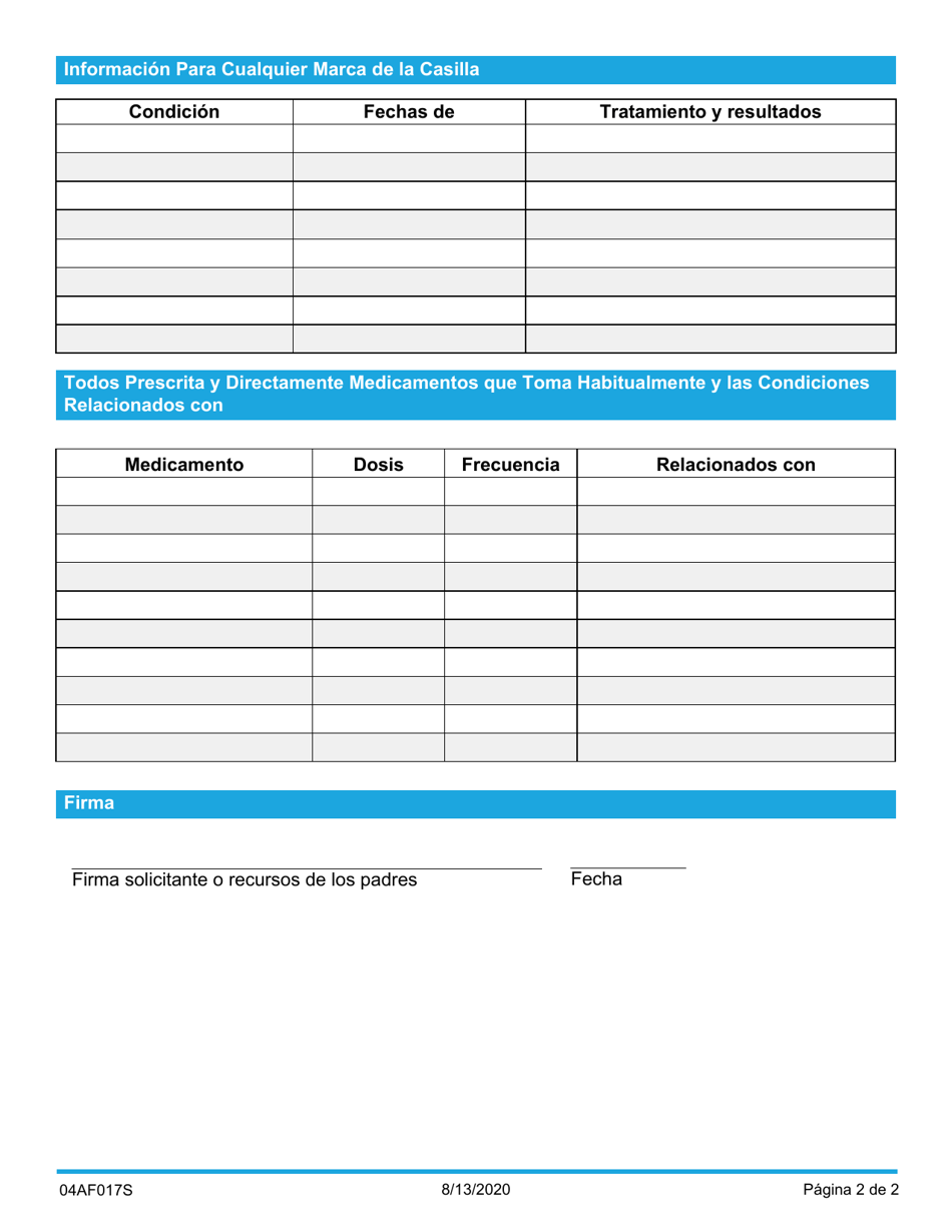Formulario 04AF017S Recursos Historia De La Salud De Los Padres - Oklahoma (Spanish), Page 2