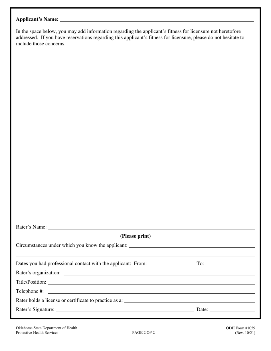 ODH Form 1059 Lgc Document of Recommendation - Oklahoma, Page 2
