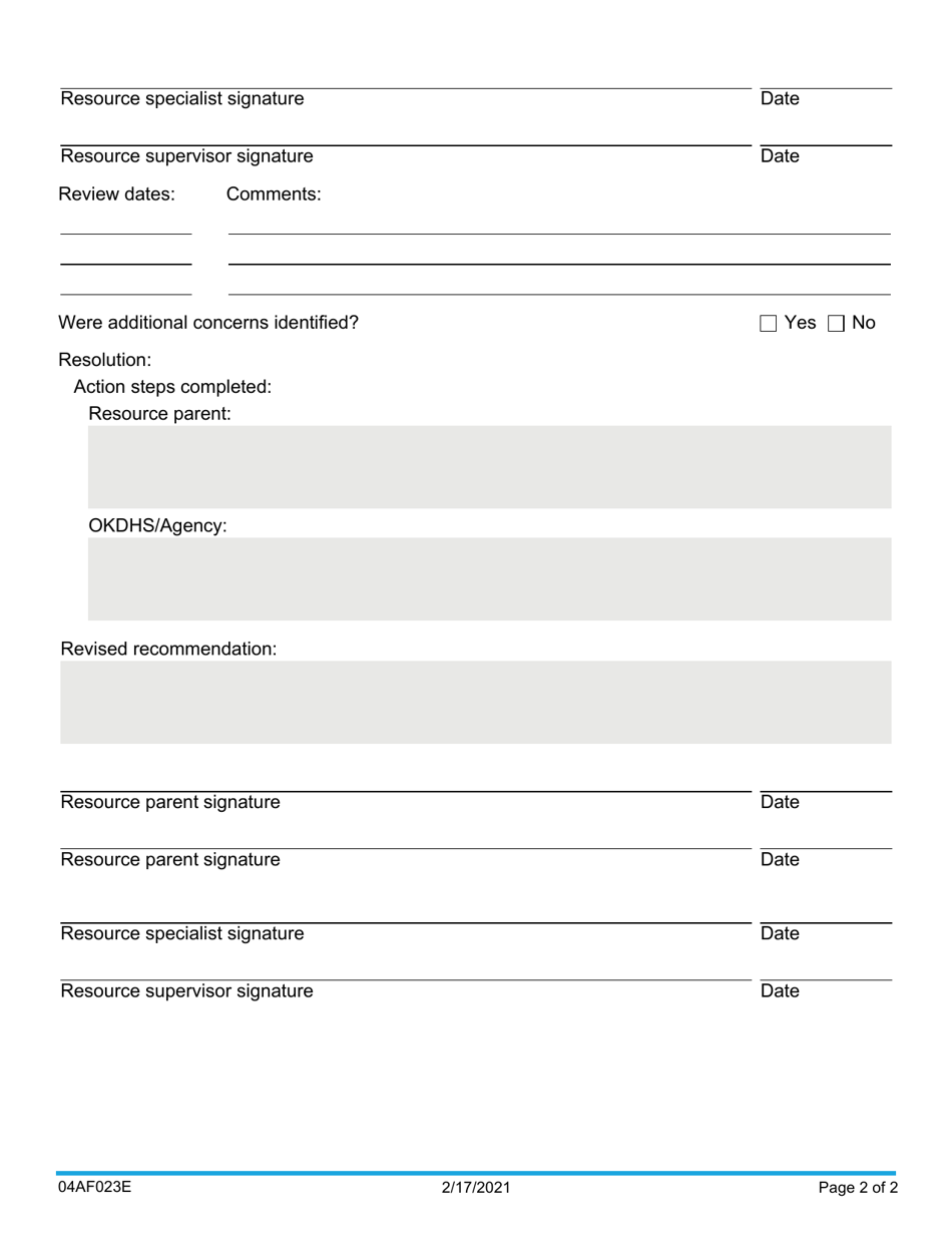 Form 04AF023E Written Plan of Compliance - Oklahoma, Page 2