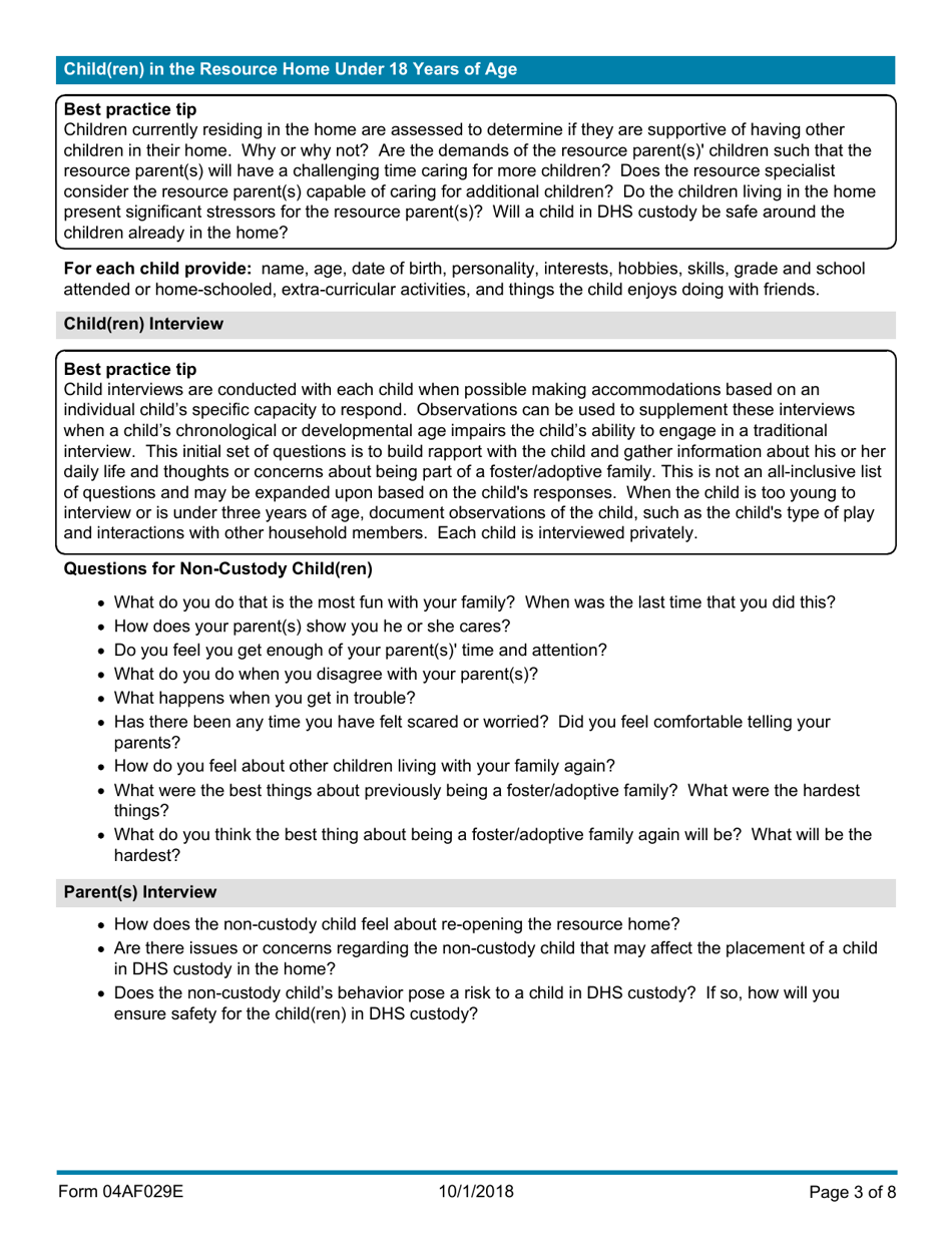 Instructions for Form 04AF030E Resource Family Reassessment - Oklahoma, Page 3