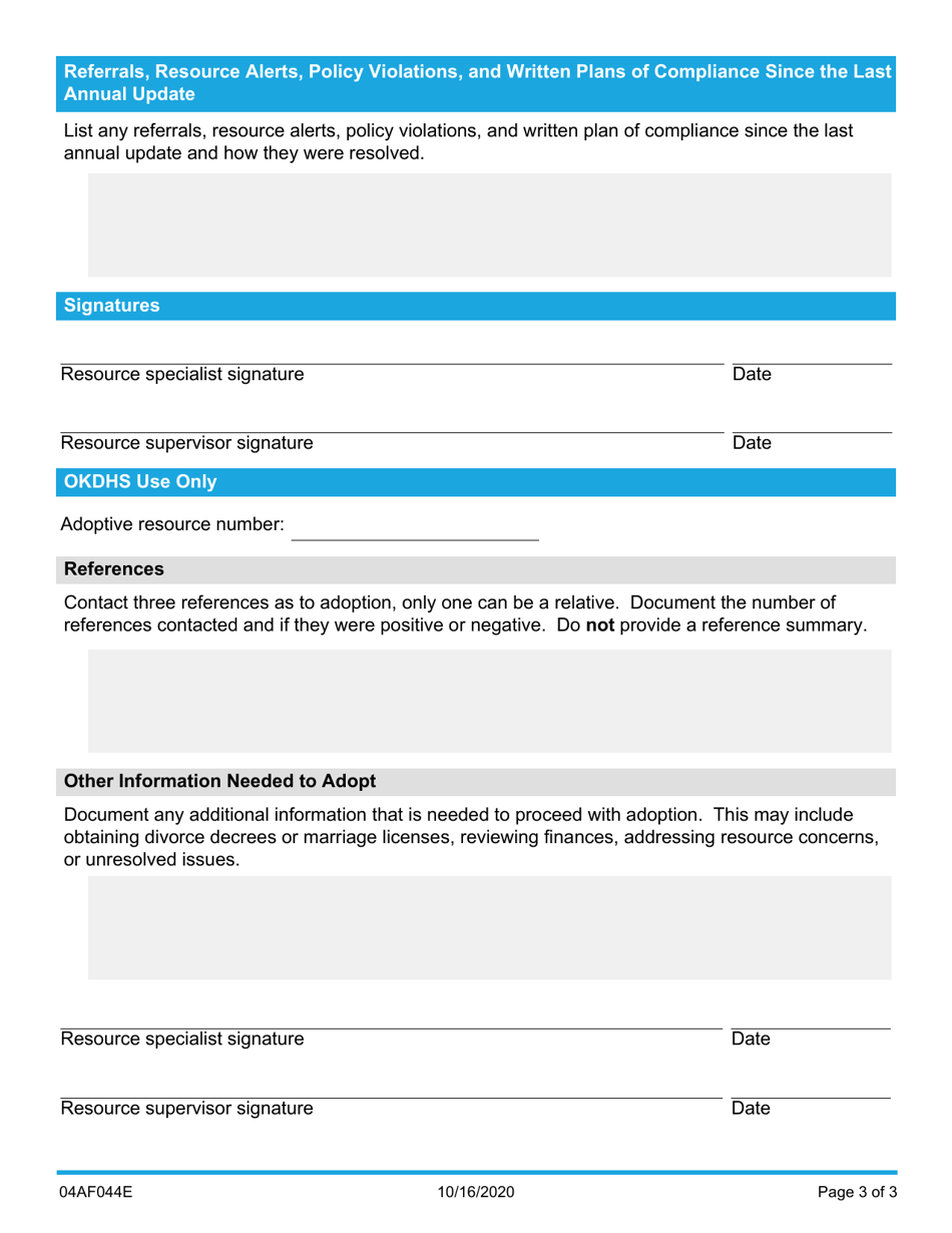 Form 04AF044E Adoption Addendum - Oklahoma, Page 3