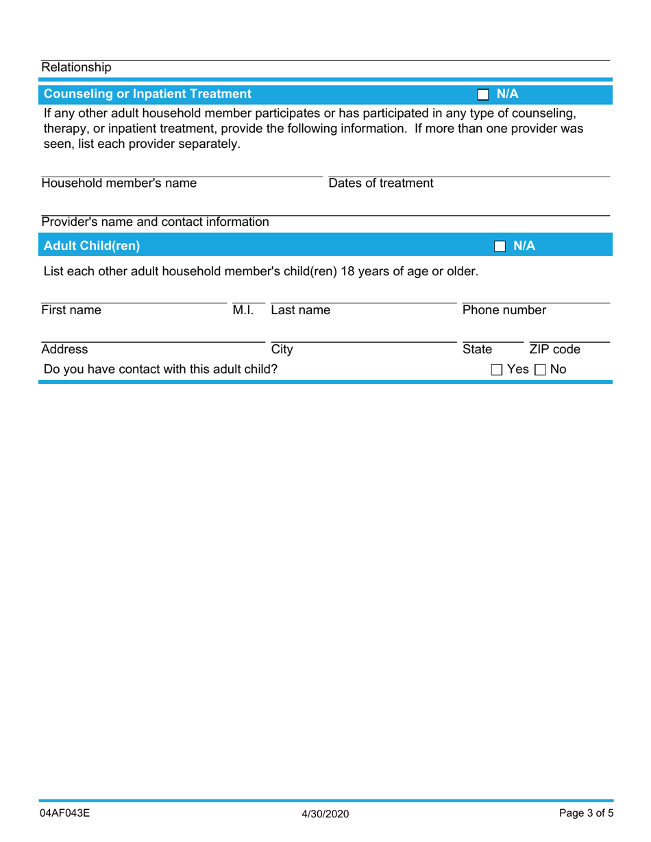 Form 04AF043E Resource Family Application - Other Adults in the Home - Oklahoma, Page 3