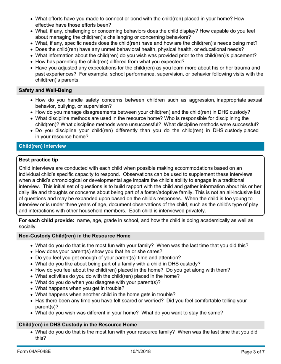 Instructions for Form 04AF038E Resource Family Annual Update - Oklahoma, Page 3