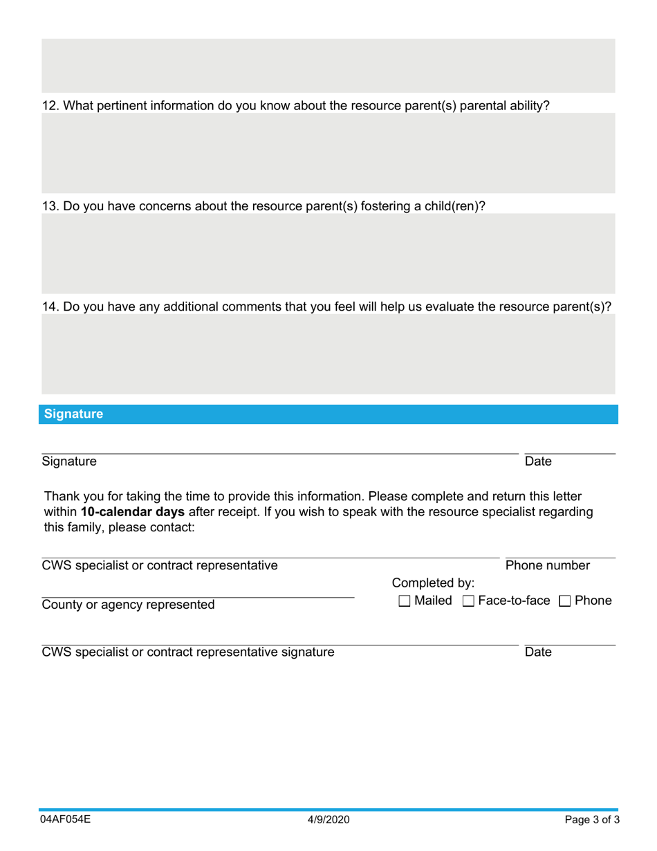 Form 04AF054E Annual Update School Reference for Child in Okdhs Custody - Oklahoma, Page 3