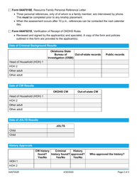 Form 04AF052E Initial Kinship Safety Evaluation and Approval Tool - Oklahoma, Page 2