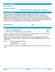 Form 04CI001E Request for Confidential Intermediary Search - Oklahoma, Page 2