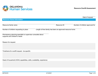 Form 04FC021E Resource Overfill Assessment - Oklahoma