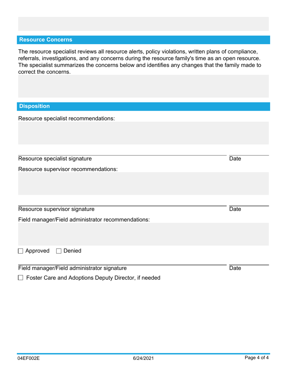 Form 04EF002E Enhanced Foster Care (Efc) Assessment Addendum - Oklahoma, Page 4