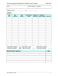 Form DCFS-126 &quot;Community-Based Residential Care (Cbrc) Leave Tracking&quot; - Oklahoma, Page 3