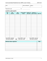 Form DCFS-126 &quot;Community-Based Residential Care (Cbrc) Leave Tracking&quot; - Oklahoma, Page 5