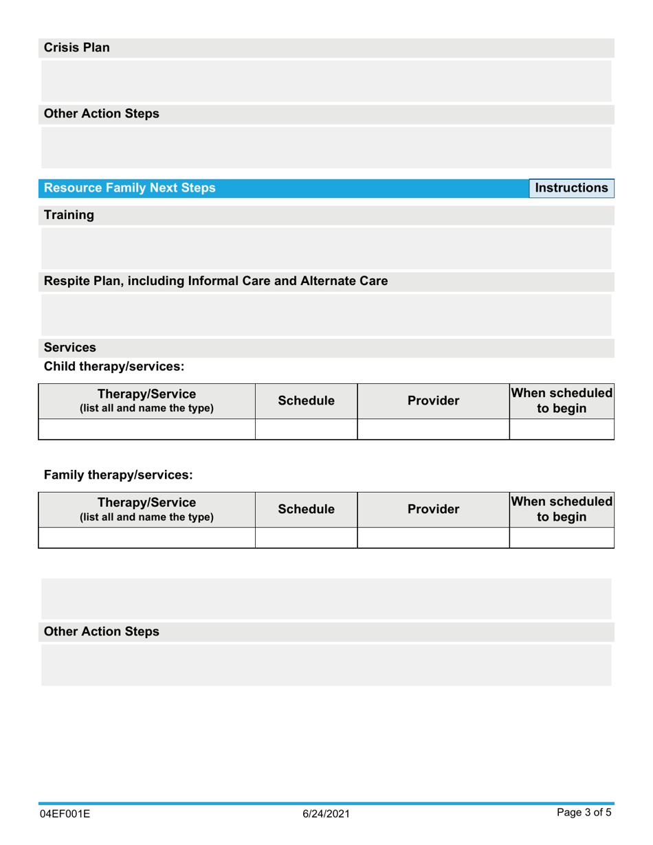 Form 04EF001E Enhanced Foster Care (Efc) Service  Support Plan - Oklahoma, Page 3