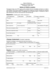 Form DCFS-TFC-1 &quot;Notice of Child's Location&quot; - Oklahoma