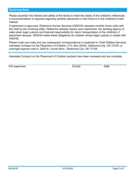 Form 04IC001E Interstate Compact on the Placement of Children (Icpc) Request Cover Sheet - Oklahoma, Page 2