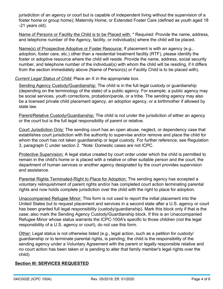 Form 04IC002E (ICPC100A) Interstate Compact on the Placement of Children (Icpc) Request - Oklahoma, Page 4