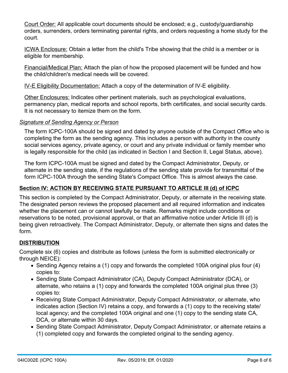 Form 04IC002E (ICPC100A) Interstate Compact on the Placement of Children (Icpc) Request - Oklahoma, Page 6