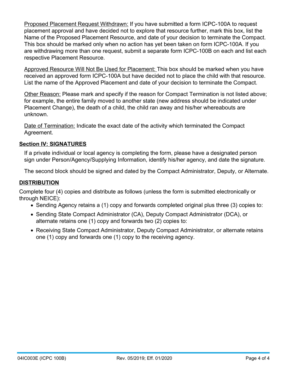 Form 04IC003E (ICPC100B) Interstate Compact on the Placement of Children (Icpc) Report on Childs Placement Status - Oklahoma, Page 4