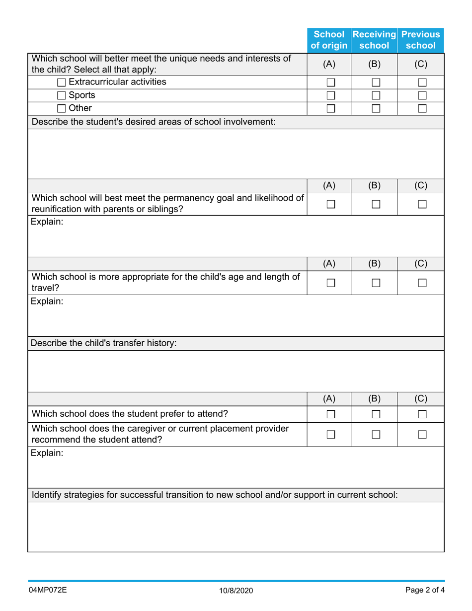 Form 04MP072E The Best Interest Determination - Oklahoma, Page 2