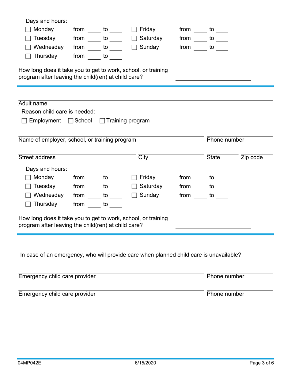 Form 04MP042E Application for Child Welfare Services Child Care Benefits - Oklahoma, Page 3