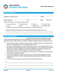 Form 04MP061E Water Safety Checklist - Oklahoma