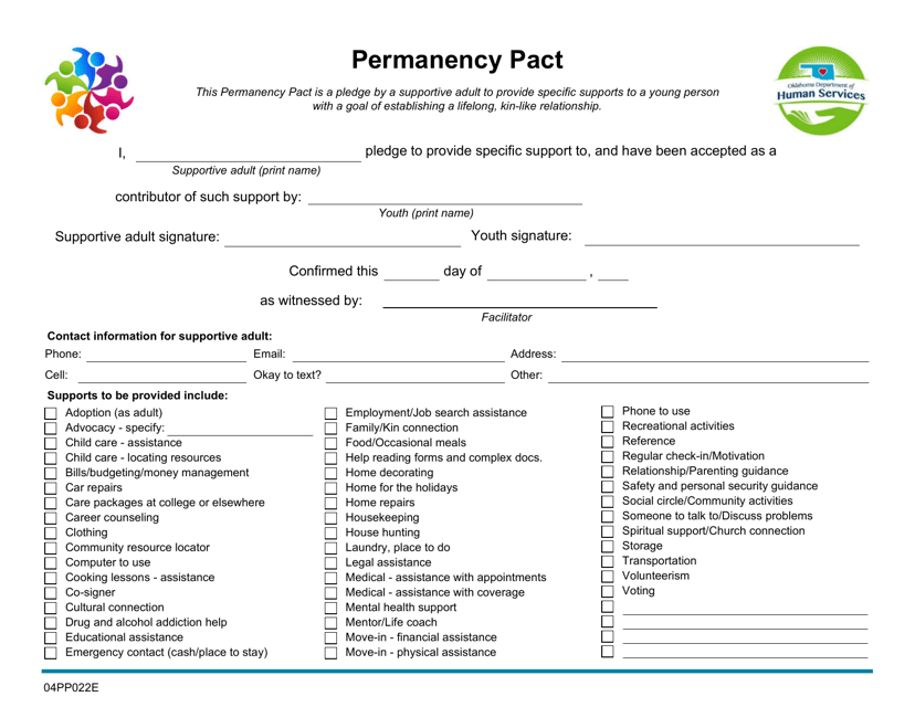 Form 04PP022E Permanency Pact - Oklahoma