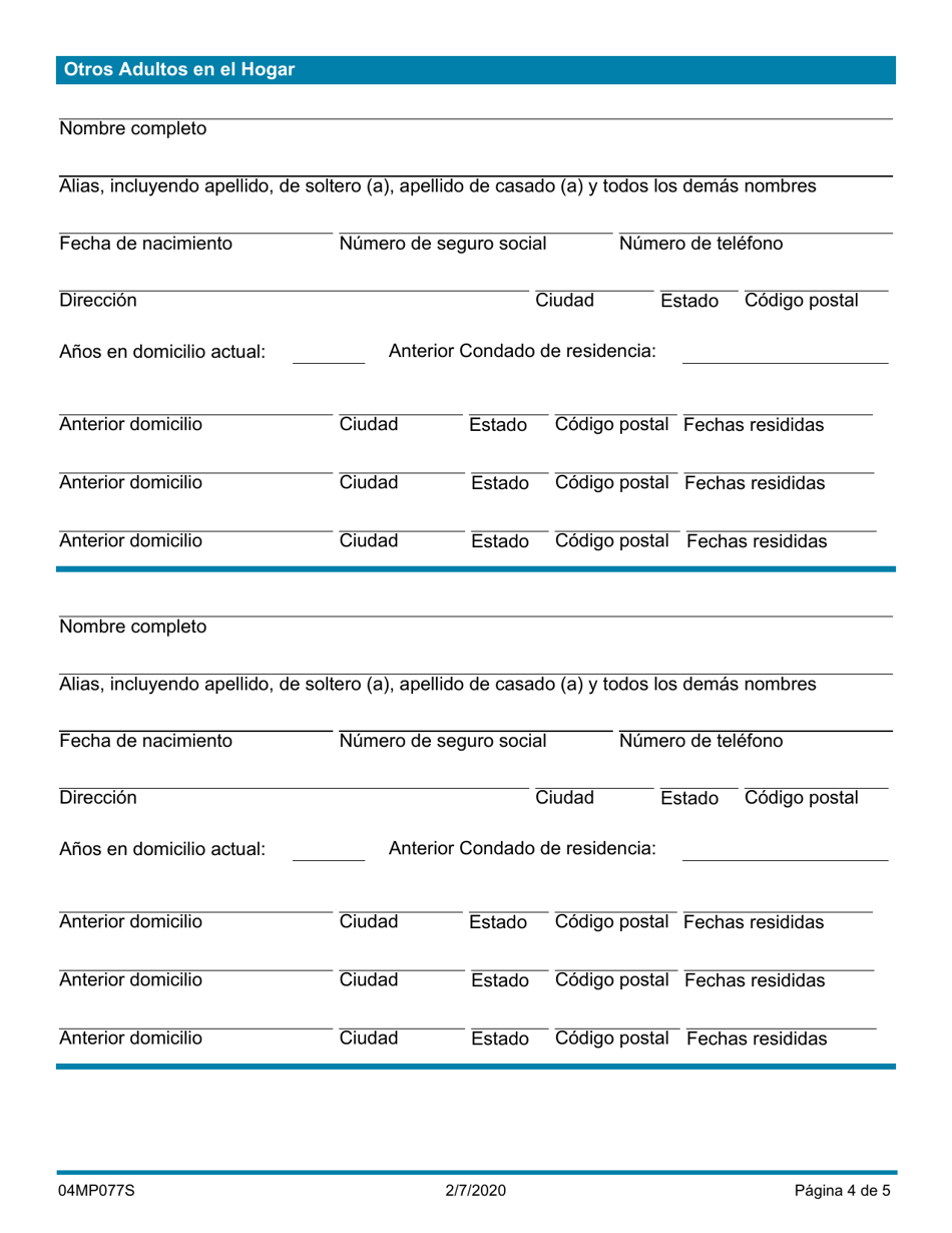 Formulario 04MP077S Solicitud De Busqueda Del Sistema De Informacion De Abuso Y Negligencia Infantil (Canis) Para La Tutela - Oklahoma (Spanish), Page 4
