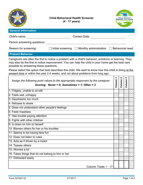 Form 04TA011E  Printable Pdf