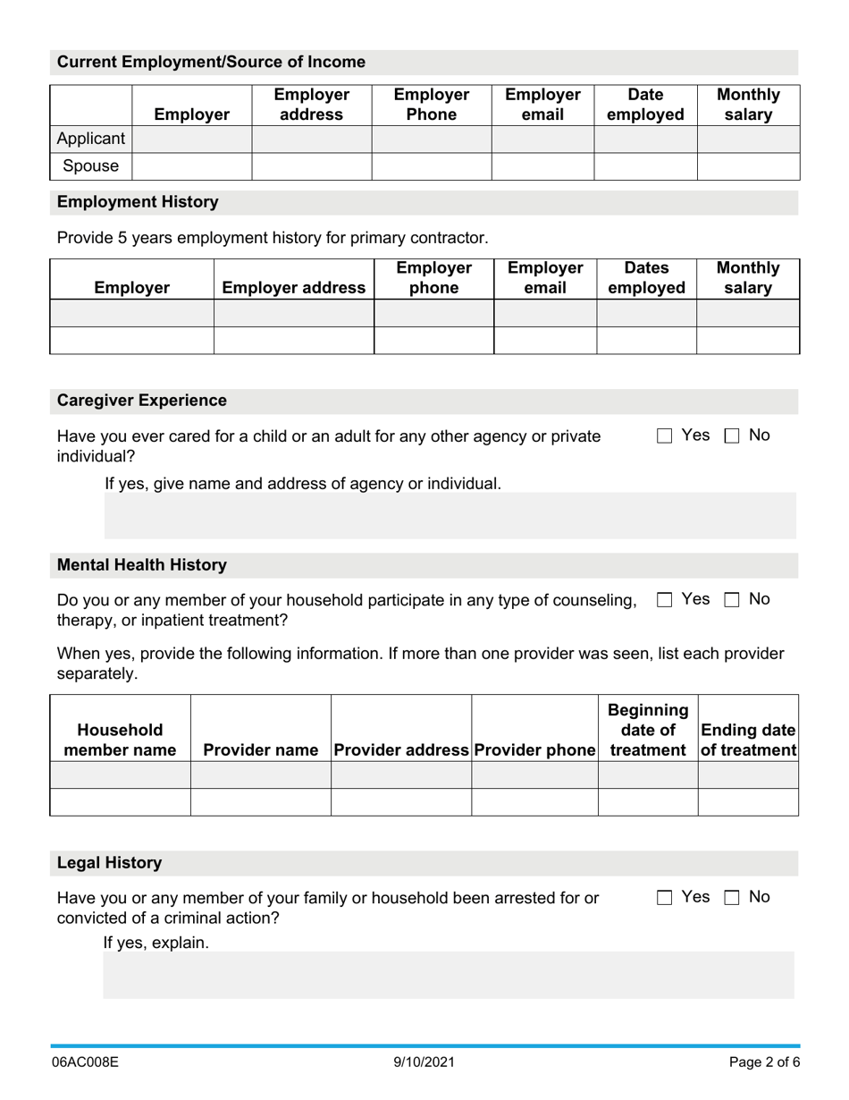 Form 06AC008E (DDS-8) Specialized Foster Care / Agency Companion Services Application - Oklahoma, Page 2