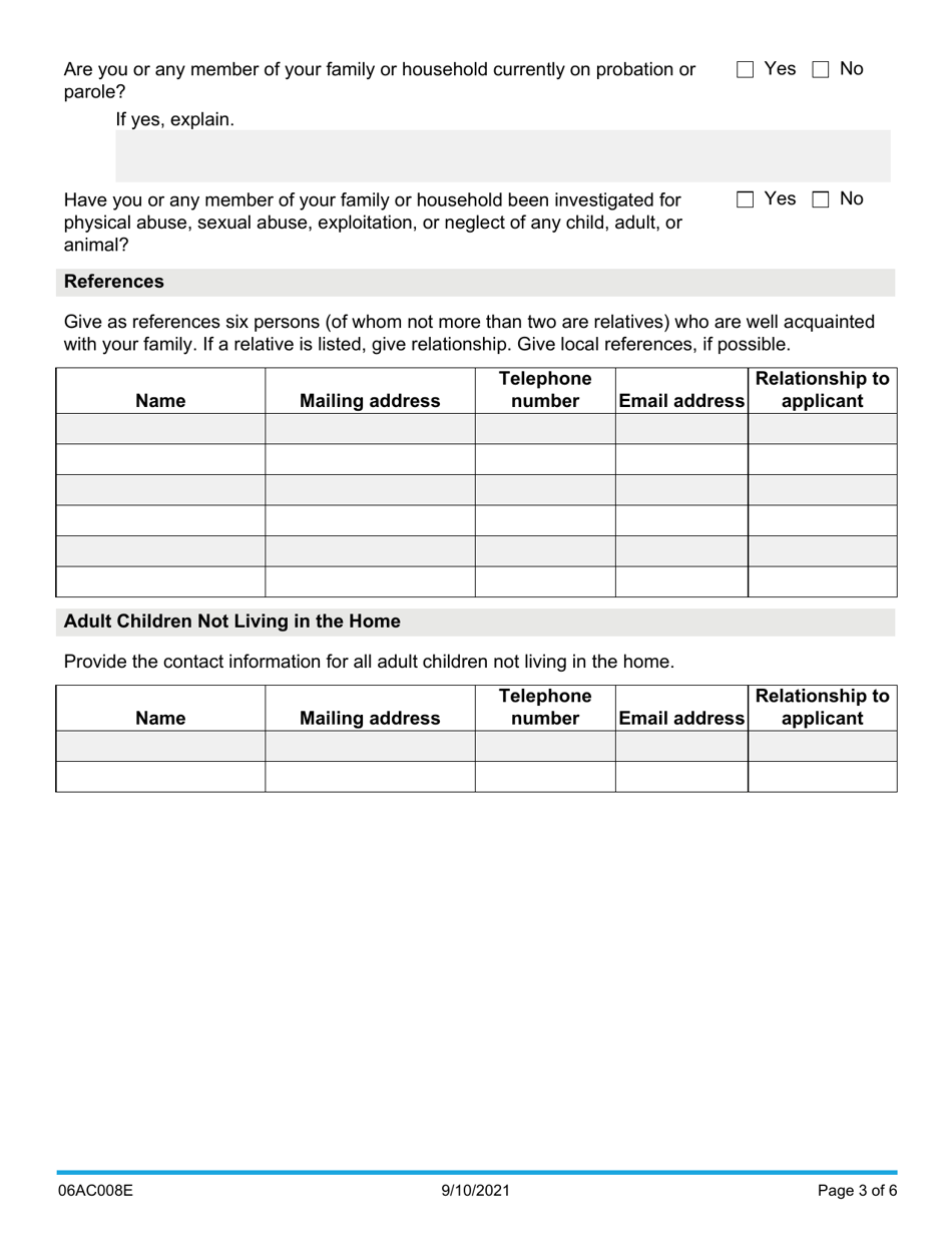 Form 06AC008E (DDS-8) Specialized Foster Care / Agency Companion Services Application - Oklahoma, Page 3