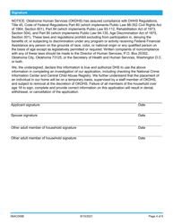 Form 06AC008E (DDS-8) &quot;Specialized Foster Care/Agency Companion Services Application&quot; - Oklahoma, Page 4