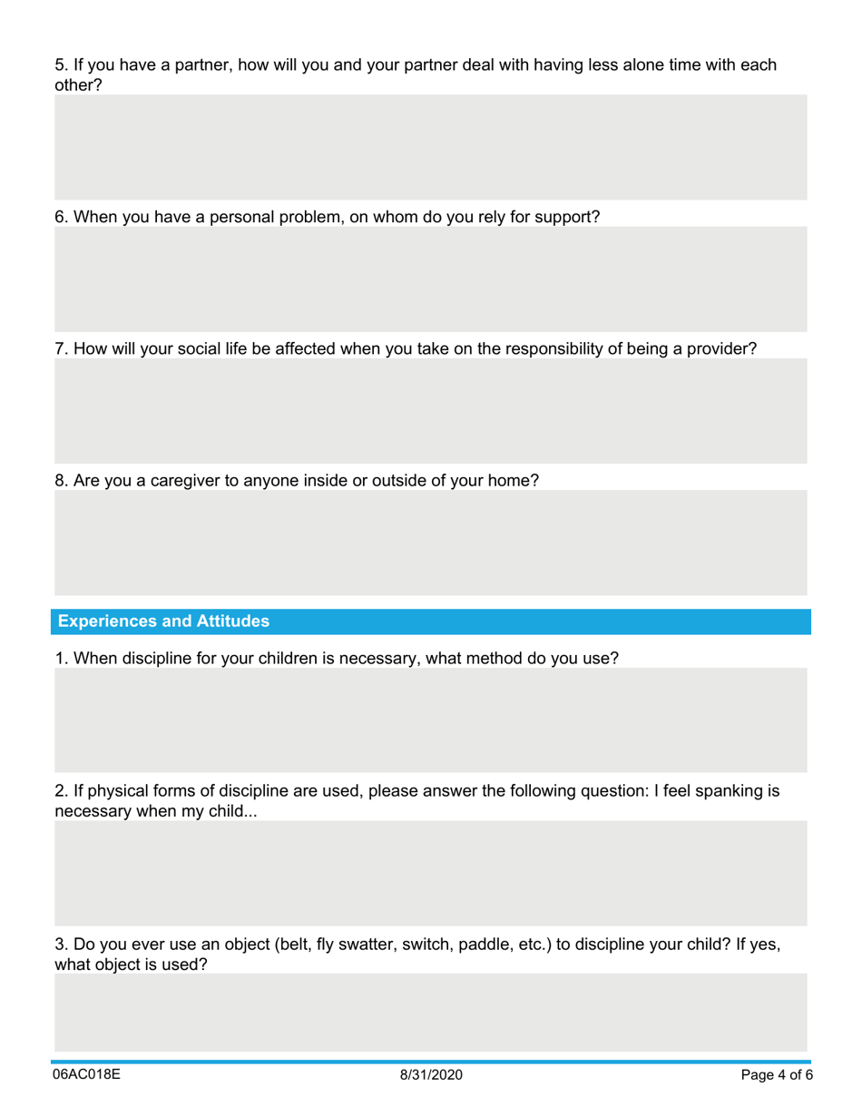 Form 06AC018E (DDS-18) Self-study Questionnaire - Oklahoma, Page 4